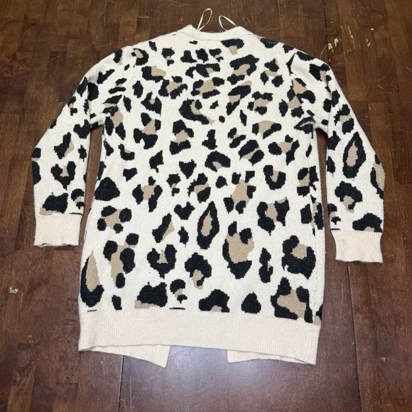 Jodifl Open Front Leopard Long Cardigan Sweater Women's Medium Soft Fall Pockets - Picture 5 of 7